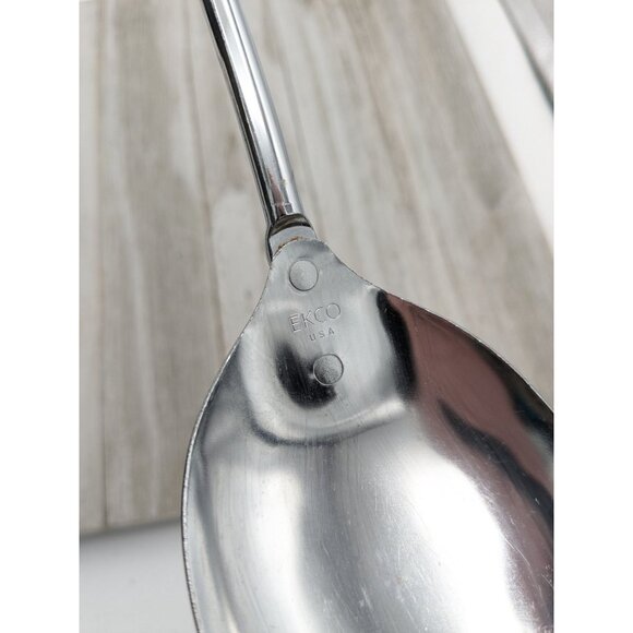 Ekco #5 Black Handled Chromium Plated Solid Serving Spoon  12" - Picture 7 of 8